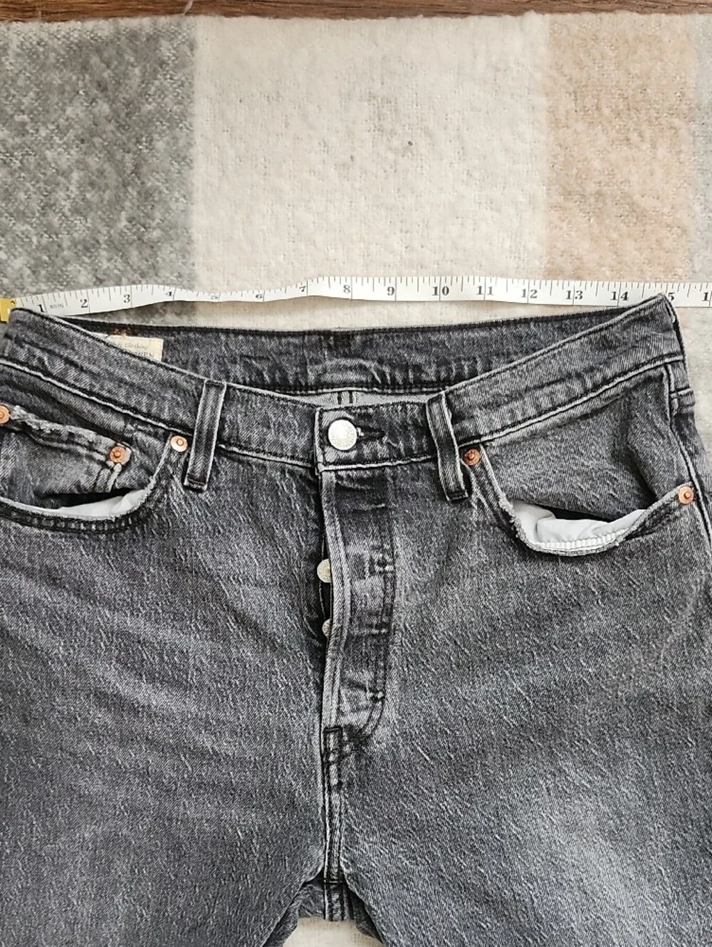 Levi's 501 Faded Black Jeans 29x30 Straight Leg Unisex Grunge